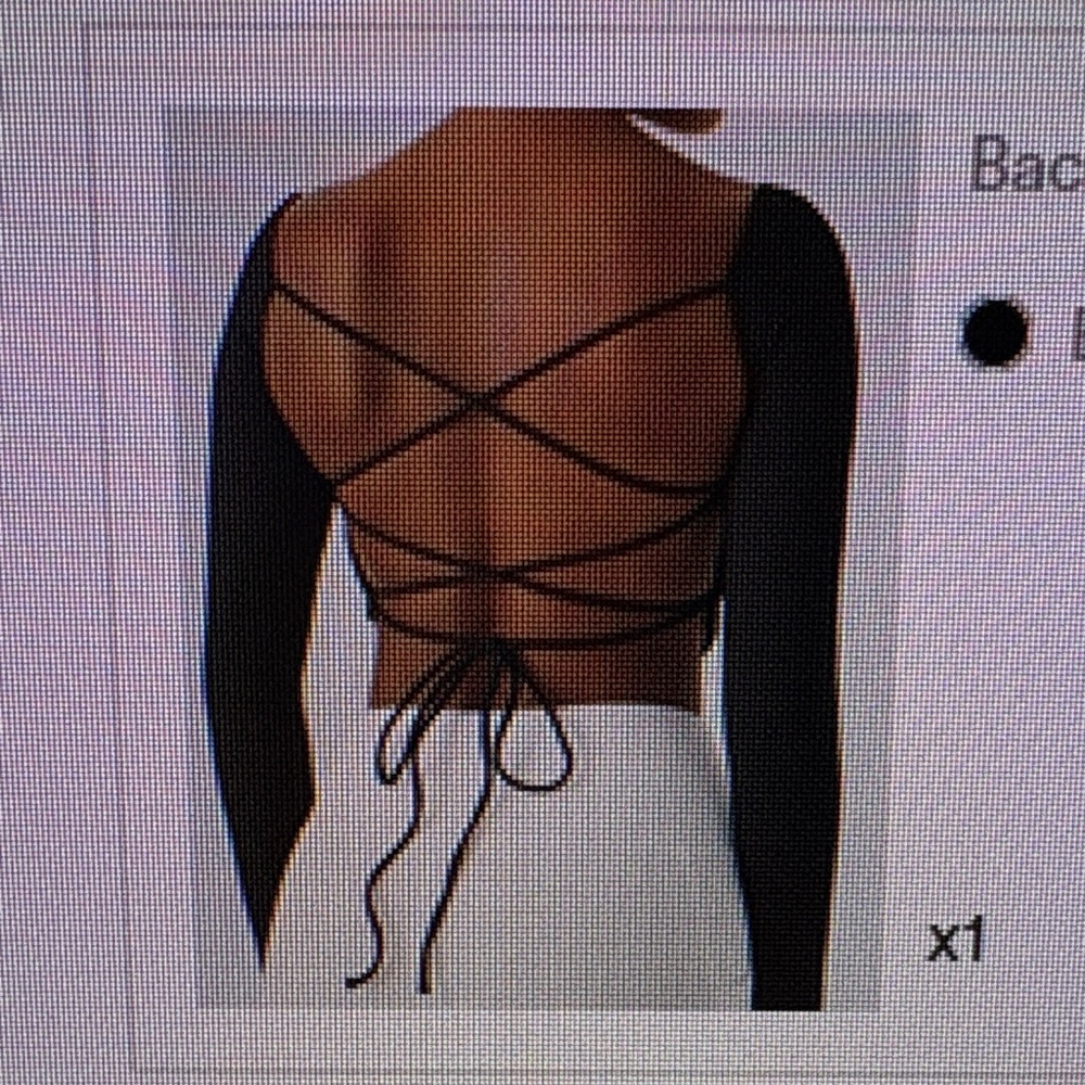 HALARA Black Long Sleeve Lace-Up Back Crop Top